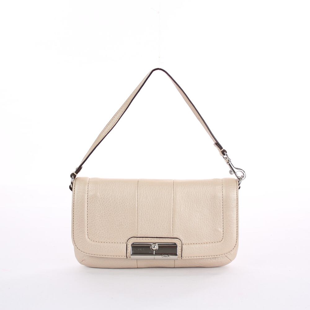 Coach Leather Petite Crossbody Bag White Ivory Flap Clasp